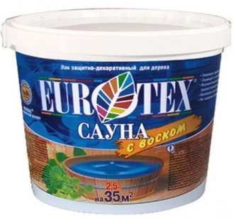Лак на водной основе для бань и саун EUROTEX 2,5 кг